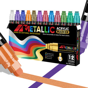 Marqueurs permanents métalliques à pointe <span class=keywords><strong>feutre</strong></span> de 15 mm en acrylique, en stock en usine, <span class=keywords><strong>pour</strong></span> la <span class=keywords><strong>peinture</strong></span> <span class=keywords><strong>sur</strong></span> roche et les peintures extérieures - Product Image 1