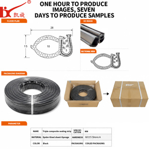 Guarnizione Tripla Composita per Porte <span class=keywords><strong>Auto</strong></span>, Striscia in Gomma Impermeabile e Fonoassorbente, Guarnizione per Bordi OEM - Product Image 4