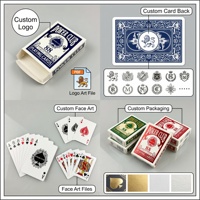 Cartes à jouer de poker bleues personnalisées, imprimées sur mesure, finition vernie, coins arrondis, écologiques, durables, emballage personnalisé, papier familial