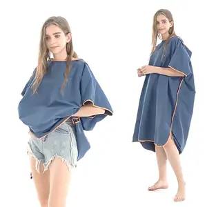 Quick-drying bathrobe beach change bathing suit cape two-sided velvet bath towel garment quick-drying cape bath towel