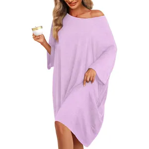 Plus Size Nightgowns for Women Oversized Sleep Tshirts Dress Short Sleeves Sleepwear With Pocket Fits All