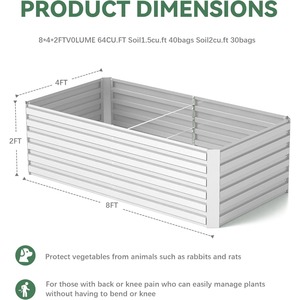 Potager surélevé en fer neuf de 8x4x2 <span class=keywords><strong>pieds</strong></span> de haut, jardinière surélevée en acier, grand potager pour la plantation de fleurs et de légumes - Product Image 3