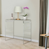 Table console en acrylique transparente moderne de conception nouvelle 2024, taille et épaisseur personnalisées, logo personnalisé imprimé en sérigraphie, meubles de salon