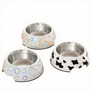 Bol pour chien et chat en acier inoxydable et plastique, double couche, antidérapant, léger, écologique, personnalisable, de luxe - Product Image 1
