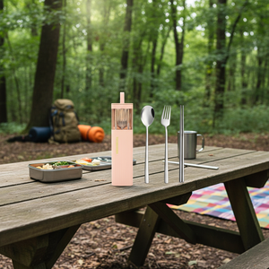 Estuche Portátil de Acero Inoxidable 18/8 para Utensilios de Viaje, Juego de Cubiertos Reutilizables, Lonchera con Juego de Cubiertos que Incluye Tenedor y Cuchara - Product Image 3