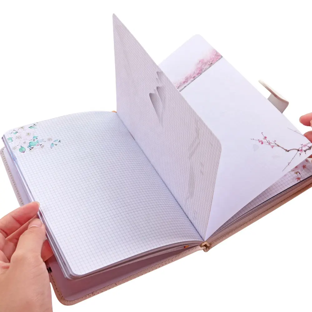 Premium Leder Notebook mit/Magnet knopf-Personal Planner Organizer Grid Blank Journal Tagebuch mit Muster