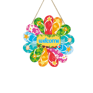 Decoración de Pared con Diseño de Chanclas, Tema Costero, Patrón Floral, Decoración para Entrada del Hogar, Forma Irregular, Material Plástico - Product Image 1
