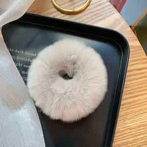 패션 가을과 겨울 진짜 렉스 토끼 머리 다채로운 봉제 헤어 루프 간단한 여성 모자 포니 테일 탄성 머리띠 - Product Image 5