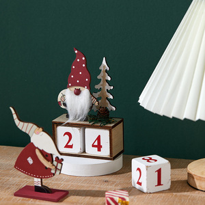 การตกแต่งเดสก์ท็อปคริสต์มาส-ปฏิทินไม้ย้อนยุคและย้อนยุคสำหรับรูปซานตาคลอส - Product Image 1
