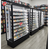 Vitrine de présentation de cartes à collectionner sur rail, sur pied, personnalisable, repositionnable, double face, pour magasin TGC, avec LED