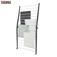 SANIPRO Étagère de rangement métallique sans perçage, pliable, autoportante, séchoir à linge peu encombrant pour l'organisation domestique