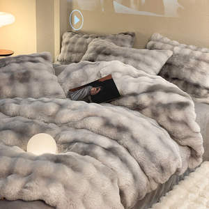 Colorful Bubble Four-piece Thickened Double-sided Warm Quilt <strong>Set</strong> with Winter Bed Sheet - Product Image 2