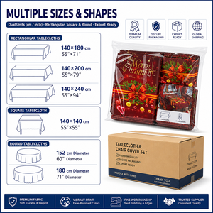 Set di Tovaglia e Coprisedie Natalizi, Tovaglia Stampata in 3D con Bordo Ondulato <span class=keywords><strong>per</strong></span> Decorazione Sala <span class=keywords><strong>da</strong></span> Pranzo - Product Image 5