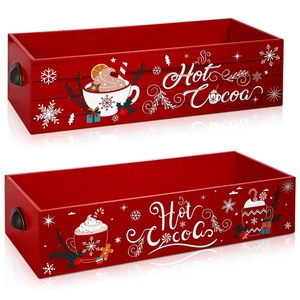 Boîte de rangement en bois de Noël rectangulaire, organisateur de collations et de chocolat chaud, décoration de bureau, capacité personnalisable - Product Image 3