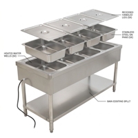 Bain-marie électrique en acier inoxydable - Chauffe-plats de table - Serveur de buffet commercial à 5 bacs - Station de service de soupes chaudes pour la restauration