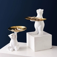 Plateau de rangement moderne en forme d'ours, ornement vertical en résine avec corde, décoration d'intérieur, vase de table, porte-clés et bonbonnière pour salon et entrée