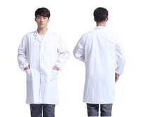 Fabricant d'équipement d'origine Tenue de laboratoire unisexe à manches longues, personnalisée, professionnelle de la médecine, uniforme, blouse de laboratoire blanche avec poches multiples