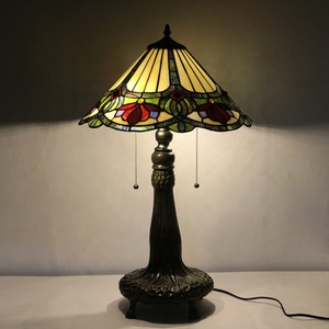 Lámpara de Mesa Retro Europea LongHuiJing de 16 Pulgadas, con Cuentas de Vidrio, Diseño Floral, Hecha a Mano, con LED Flexible, Ecológica, AC - Product Image 1