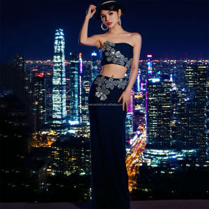 Novance Y5342 nouvelles idées de produits 2025 tendances sans bretelles velours noir robe de soirée formelle cristaux robes d'adieu pour Matric - Product Image 1