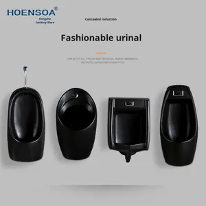 <span class=keywords><strong>Urinoir</strong></span> mural en céramique carré <span class=keywords><strong>noir</strong></span> <span class=keywords><strong>mat</strong></span> nordique moderne facile à nettoyer pour adulte pour l'ingénierie de salle de bain d'hôtel - Product Image 3