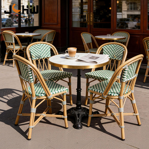 Ensemble de <span class=keywords><strong>table</strong></span> et chaises de <span class=keywords><strong>bistrot</strong></span> en rotin tressé empilables et personnalisables, style français, pour restaurant, extérieur, café, fête, jardin - Product Image 1