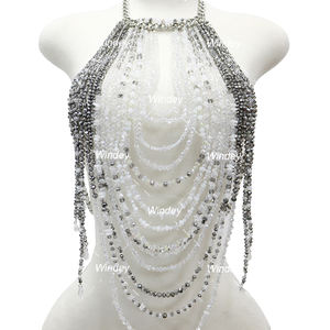 เสื้อครอปท็อปประดับลูกปัดคริสตัลแบบใหม่ ดีไซน์นางเงือก สำหรับผู้หญิง สไตล์แซมบ้า วาเลนไทน์ คาร์นิวัล - Product Image 2