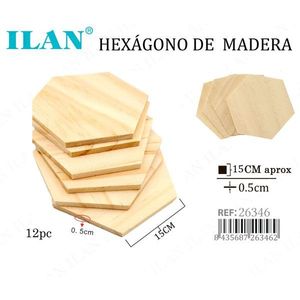 Tablero de Madera Hexagonal Ilan de 15 cm, 0.5 cm de Grosor, 12 Piezas para Manualidades - Product Image 3
