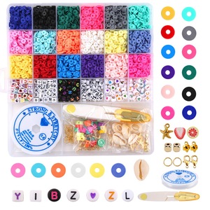 Perles en argile multicolores plates et rondes, perles d'espacement en polymère, perles en céramique souple, kit de fabrication de bijoux DIY pour enfants - Product Image 2