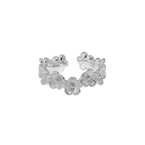 Versión coreana diseño minimalista crisantemo separación de colores galvanoplastia colisión S925 anillo abierto de plata pura para mujeres - Product Image 2