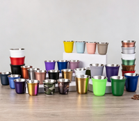 Ensemble de tasses à espresso en acier inoxydable 304 à double paroi isolées sous vide avec logo personnalisé pour cadeau