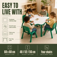 Fournisseur en gros de table et chaise d'étude pour enfants en plastique moulé d'une seule pièce, chaise d'étude pour enfants facile à nettoyer pour l'étude à domicile