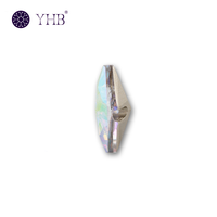 Bouton en strass en forme de losange 12*19mm à trou unique, cristal AB, pour couture de vêtements - Meilleure vente