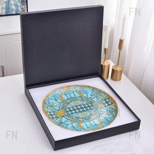 Luxury V-Series <b>Large</b> Tray High Quality 16 Inch Bone China Coffee Utensil Tray with Round Pattern for Home Use Plates Dishes - Product Image 3