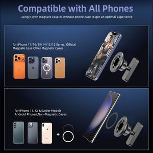 حامل هاتف محمول قابل للطي مزدوج الجوانب مغناطيسي بقوة شفط عالية 360 درجة °   حامل قابل للتعديل للصالة الرياضية والجولف والرحلات البحرية والثلاجة - Product Image 5