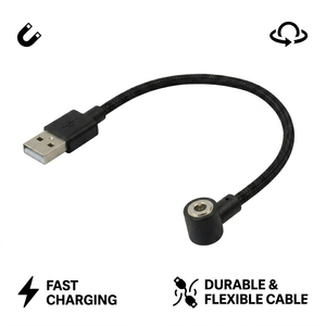 Câble de charge magnétique personnalisé à 2 broches USB-A vers rond, 300 mm, gaine en cuivre, pour ordinateur - Product Image 1