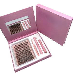 Cils en éventail synthétiques faits à la main, longueurs mixtes, 10 rangées, volume en forme de fleur, <span class=keywords><strong>base</strong></span> pointue, ensemble de cils en grappe, boîte personnalisable - Product Image 1