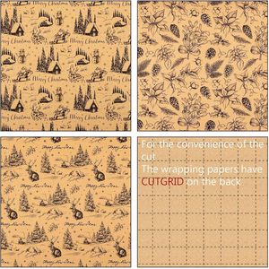 Christmas Kraft Wrapping Paper Rolls 17x120in 42.5 Sq Ft Set Holiday Gift <b>Wrap</b> Santa Reindeer Pinecone Design - Product Image 6