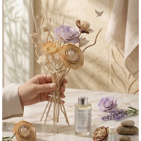 Diffuseur de roseaux Sola Flower pour décor à la maison avec corde de coton, accessoires de diffuseur d'huile de parfum sans feu de parfum de fleurs personnalisées
