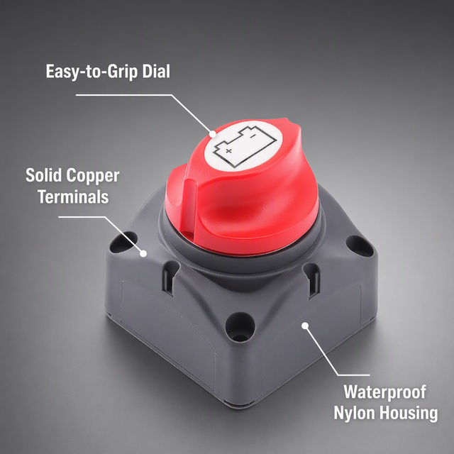48V 24V 12V Car Battery Disconnect Switch Cut Off 2 Position 2 Pin M10 275A Battery Connection Switch for Marine Boat