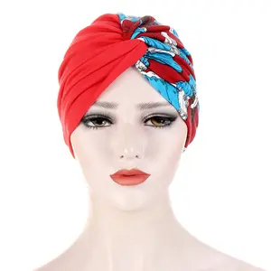 Hot Selling Islamic Muslim Women Print turban Caps Head Wrap chemo hat Arab Dubai turban scarf hijab cap