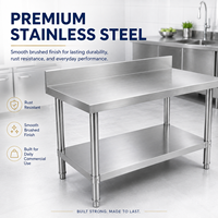 Table de travail en acier inoxydable à 2 niveaux avec dosseret et étagère inférieure pour la préparation en restaurant, directement de l'usine