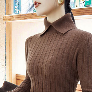 Pull en tricot fin à col roulé pour femme, décontracté, à manches longues, coupe ajustée, automne, vente en gros d'usine RL - Product Image 3