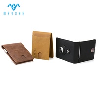 Dompet Jepit Uang Kulit Asli Crazy Horse Geometris Tipis Anti RFID Buatan Pabrik untuk Pria
