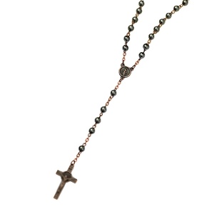 Collar cruzado de estilo euroamericano Punk Rock Cadena de cuentas de Rosario de cálculos biliares negros Dark Goth lleva un colgante - Product Image 6
