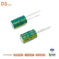 Kapasitor Elektrolit Aluminium 50V 680uF 13x20mm, Kabel Radial, ESR Rendah, Frekuensi Tinggi, untuk Catu Daya Switching Driver LED