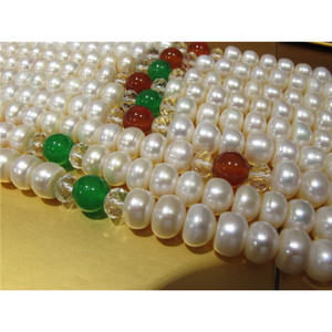 Collier de perles rondes de 9-10 mm avec perles d'agate rouge et verte, à porter au quotidien, unisexe - Product Image 5