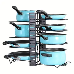 Multiuso 5/8 strati pentole Rack Holder Organizer coperchio pentola regolabile Rack di stoccaggio cucina rack di stoccaggio in metallo