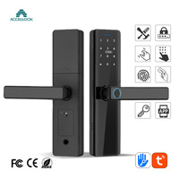 Goedkope elektronische voordeurvergrendeling Tuya TT biometrische code vingerafdruk app slimme cloud aluminiumlegering graad C WF24 houten deur