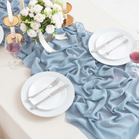Chemin de table de mariage en polyester écologique rose pâle large couleur unie de luxe