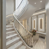 Rampe d'escalier en aluminium de luxe, nouveau design moderne 2024, résistante à la rouille, pour hôtel, terrasse, mur décoratif